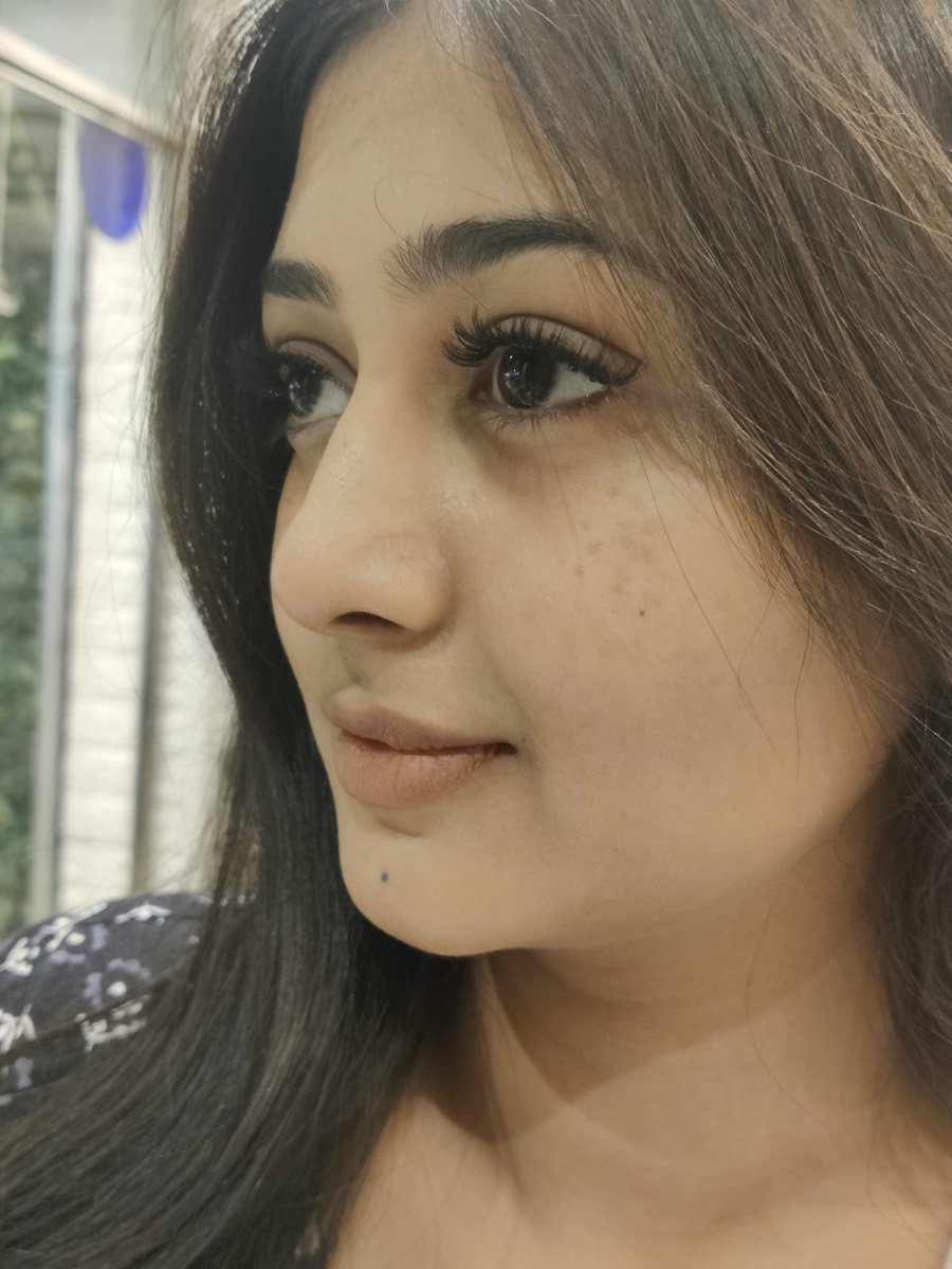 Close-up profile of eyelash extension detail